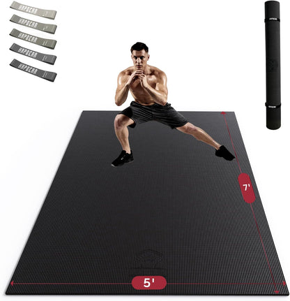 HAPBEAR Extra Large Exercise Mat-7'x5'/6'x8'/6'x9'/6'x10'/6'x12'x8mm(1/3 inch),Non-Slip, Ultra
