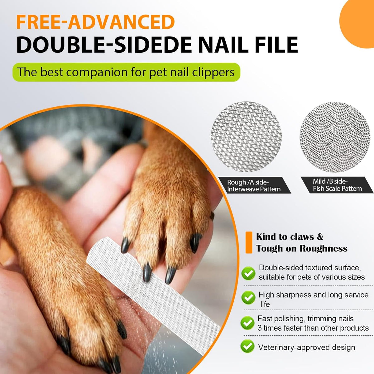 Dog Nail Clippers and Trimmers with Nail File, Ultra-Sharp 4CR13 Stainless Steel Blades Pet