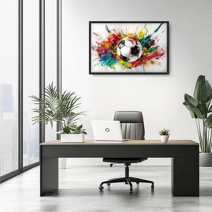 Extra Large Framed Soccer Wall Art,Oversized Colorful Graffiti Sport Ball Wall Decor Pictures for