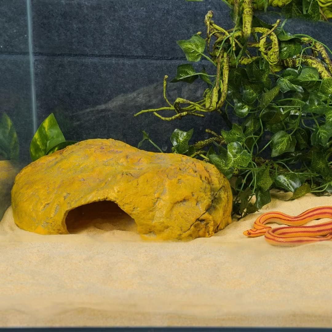 Reptile Hide Snake Cave Large Simulation Stone Resin Hideout Leopard Gecko Lizard Tank Accessories
