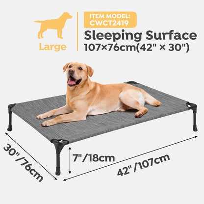 Veehoo 2-Pack Raised Dog Beds - Cooling Portable Pet Cot with No-Slip Feet, Breathable Mesh, Size