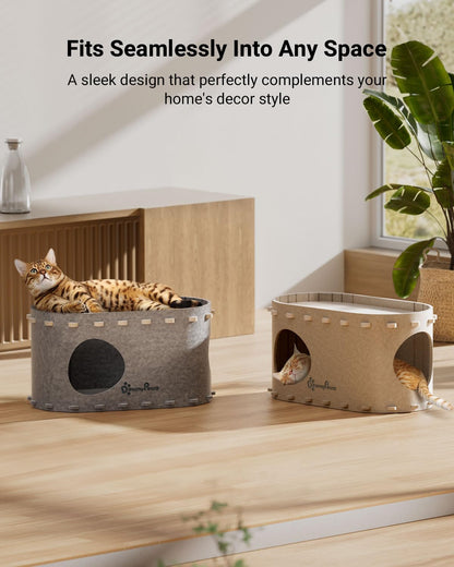 DownyPaws Cat House for Indoor Cats, Cat Bed Cave for Multiple & Large Cats Up to 22 Lbs, Scratch