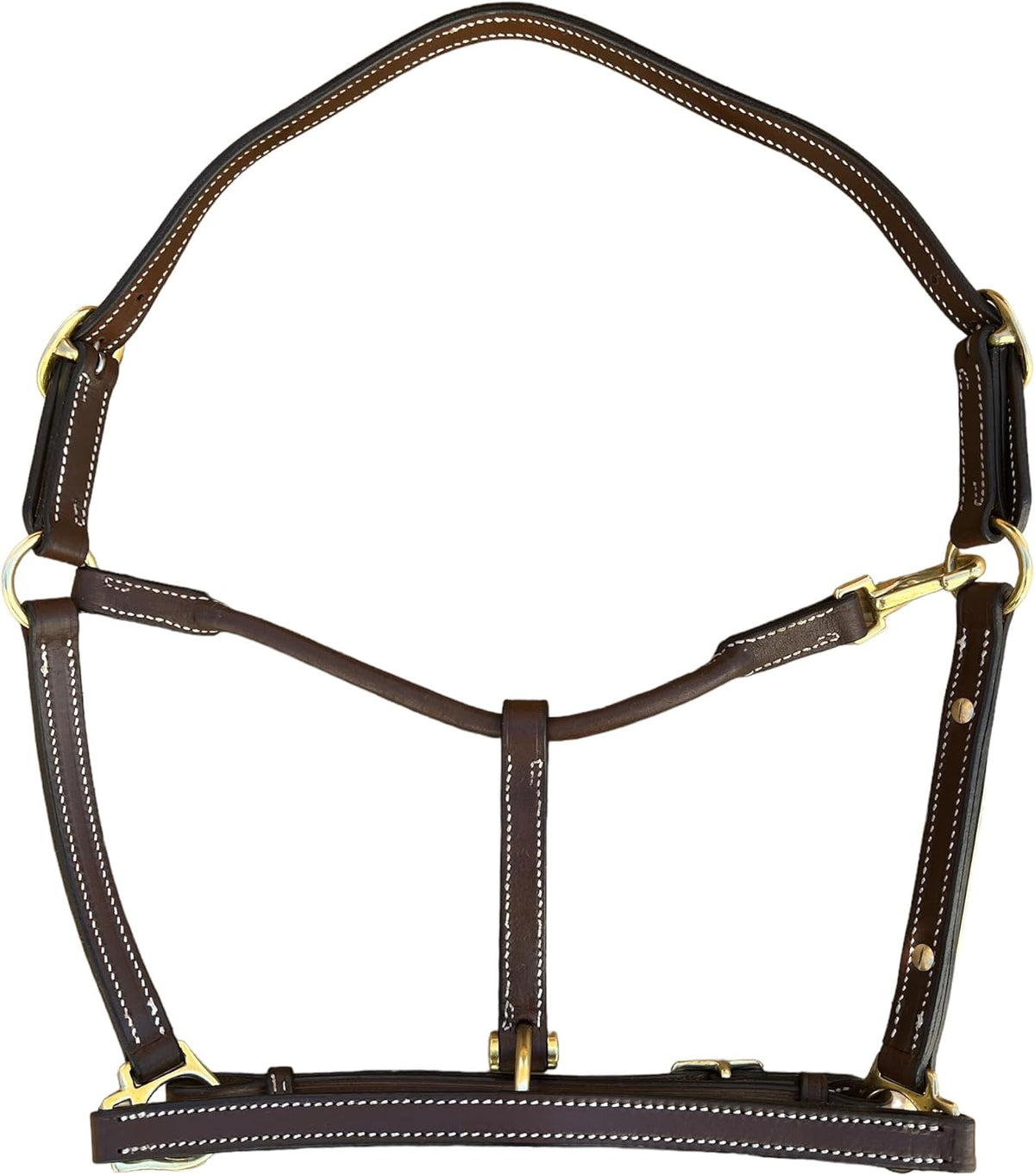 Leaders 3/4" Leather Halter for Horses with Customized Engraved Name Plate Brown Leather with Solid