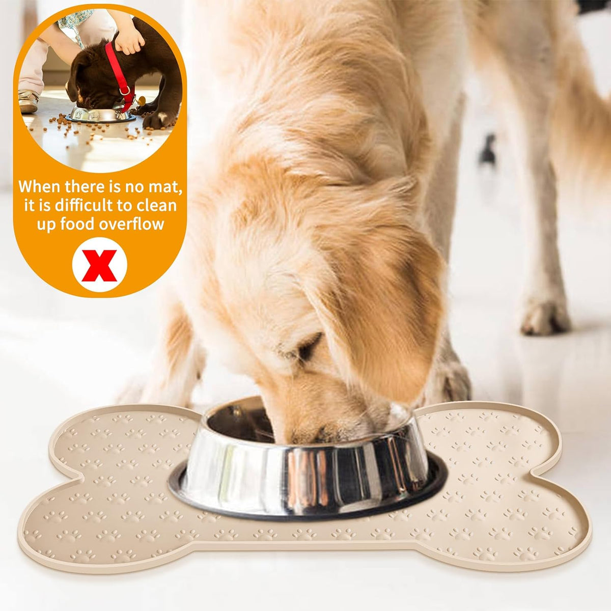 Dog Food Mat Anti-Slip Silicone Dog Bowl Mat Thicker Pet Placemat Waterproof Cat Feeder Pad with