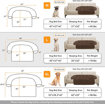 GGIB Calming Dog Bed Fluffy Plush Dog Mat for Furniture Protector with Removable Washable Cover for
