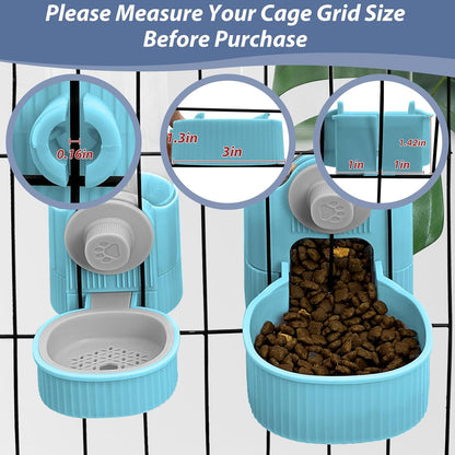 Fhiny Rabbit Food Dispenser, 40oz Large Capacity Hanging Gravity Bunny Feeder for Cage Automatic