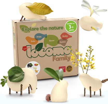 Taksa Toys Locomo Family Resources for Learning, Natural Wooden Animal Figures for Outdoor-Loving