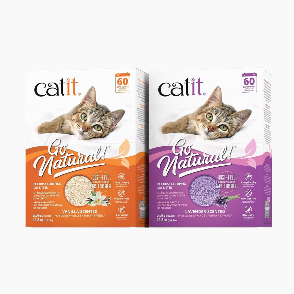 Catit - Go Natural Pea Husk Clumping Cat Litter - Lightweight, Dust Free, Easy Cleaning & Scooping