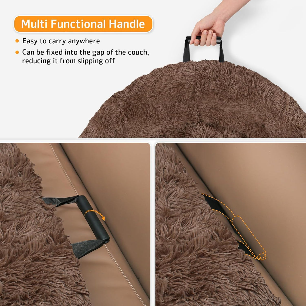 GGIB Calming Dog Bed Fluffy Plush Dog Mat for Furniture Protector with Removable Washable Cover for