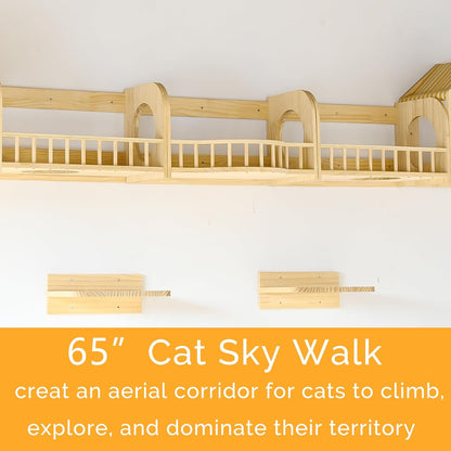 Cat Wall Shelves and Furniture Set with Condos, Perches, Bridge Ladders, Sisal Scratching Posts