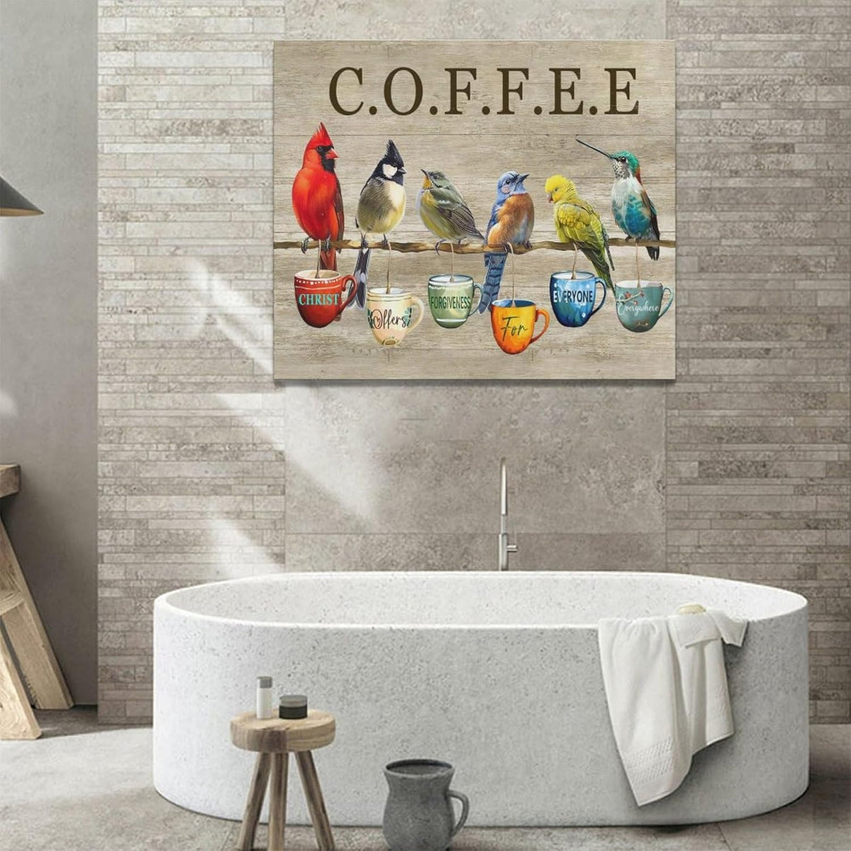 Rustic Bird Coffee Wall Art Kitchen Christ Coffee Pictures Wall Decor Farmhouse Cardinal