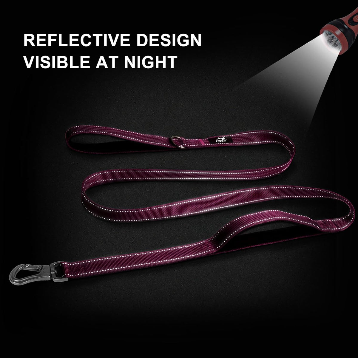 TwoEar 5FT 1IN Strong Rose Dog Leash with 2 Padded Handles, Traffic Handle Extra Control