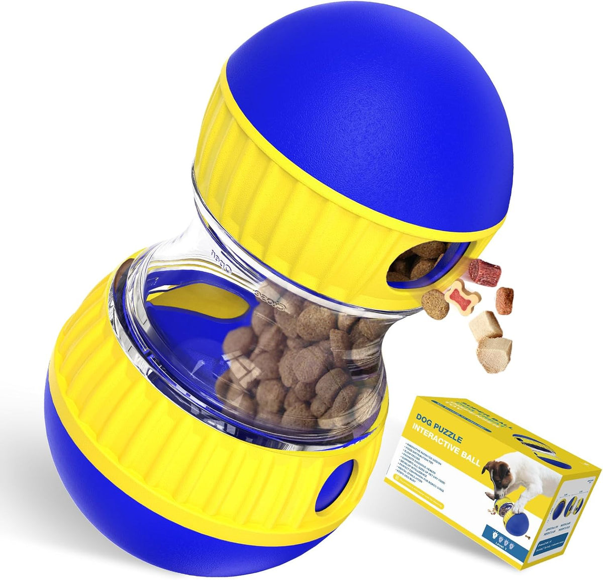 Dog Treat Dispensing Puzzle Toy Adjustable Food Dispenser Slow Feeder Puppy Enrichment Training