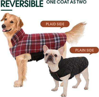 Kuoser Waterproof Dog Coat, Reversible Dog Jacket for Large Dogs, Adjustable Durable Doggie Winter