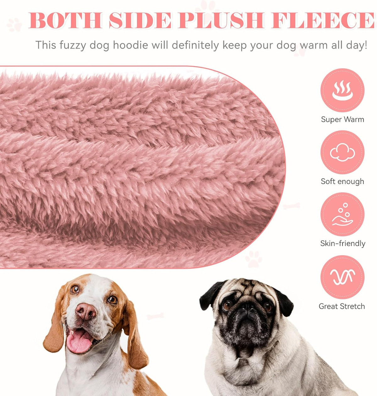 Fuzzy Dog Sweaters for Large Dogs Soft Double-Sided Plush Fleece Pet Sweater Clothes Pet Coats Dog