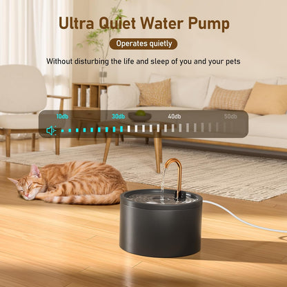 DOOOB Ceramic Cat Water Fountain, 2.1L/71oz Ceramic Cat Fountain, Automatic Ceramic Water Fountain