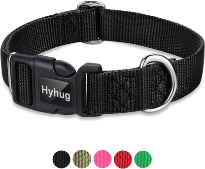 Hyhug Dog Collar with Quick Release Buckle, Heavy Duty Nylon, Basic Collar for Medium Dogs Daily