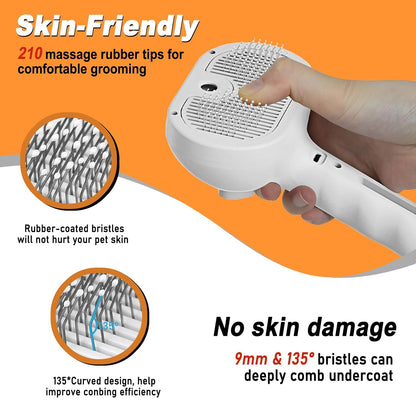 Dog Steam Brush 3 in 1 Cat Brush with Steam and Release Button Grooming Tool for Indoor Pets Dogs