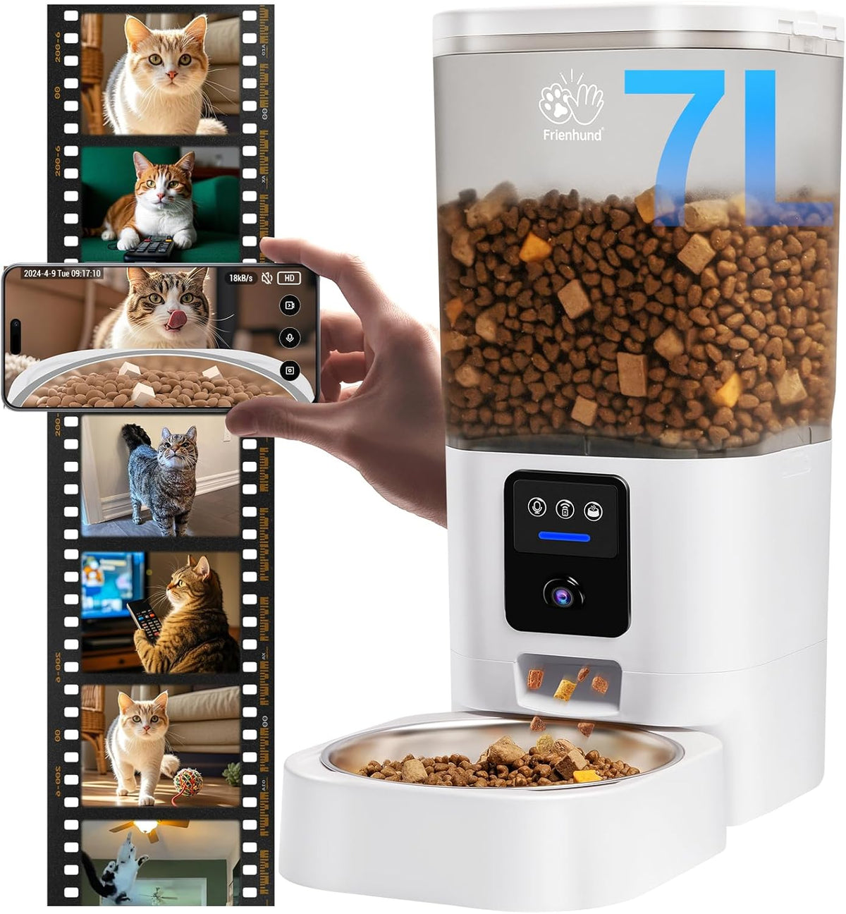 Automatic Cat Feeder with 2K Camera: 5G WiFi Automatic Dog Feeder with Night Vision,Cat Food