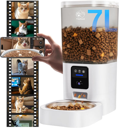 Automatic Cat Feeder with 2K Camera: 5G WiFi Automatic Dog Feeder with Night Vision,Cat Food