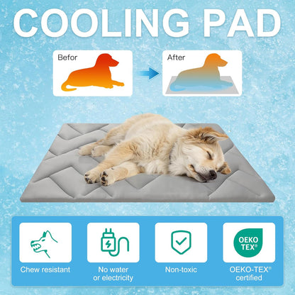 BEAUTYZOO Dog Cooling Mat for Medium Dogs, 36"x23" Cooling Dog Bed Washable, Foldable Cat Ice Cool