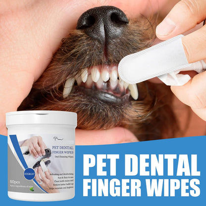 Pet Dental Finger Wipes, Oral Cleansing Teeth Care Finger Cots Wipes Pads for Dogs and Cats