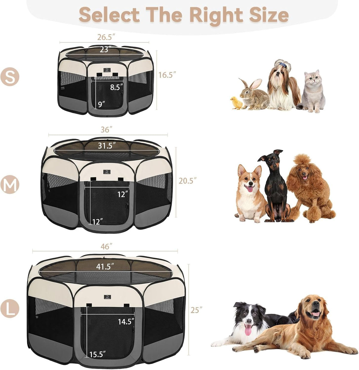A4Pet Dog Playpen Indoor, 49” Portable Playpen with Bowl, Suitable for Puppies, Kittens, and Small