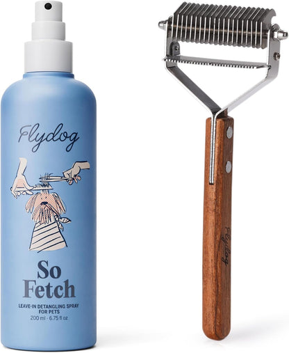 FlyDog Detangler Combo for Dogs & Cats – Leave-in Hair Detangler Spray for Tangle-Free Grooming &