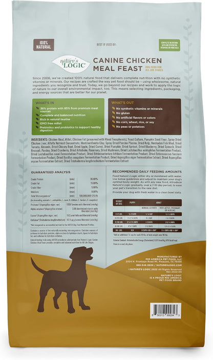 NATURE'S LOGIC Dry Dog Food - 100% Natural - No Synthetics - for All Ages, Sizes, Breeds - Free