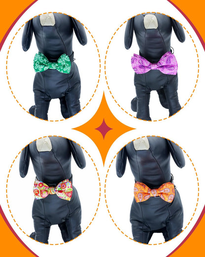 PET SHOW 10 Pack Paisley Small Dog Bow Ties Sliding Collar Attachments Puppy Cats Floral Bowties