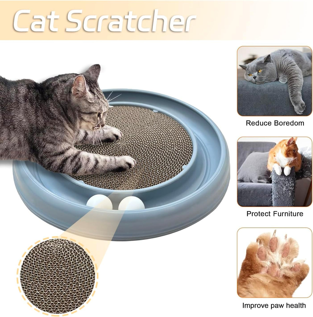 Interactive Cat Ball Track Toy for Indoor Cats, Cat Scratching Board & Exercise Set for Bored