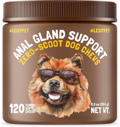 LEGITPET Anal Gland Relief Chews for Dogs Fiber & Digestive Support Supplement Soft Treats for