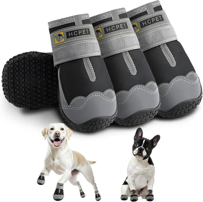 Hcpet Dog Boots Waterproof Dog Shoes for Medium Large Dogs, Anti-Slip Dog Booties Paw Protector for