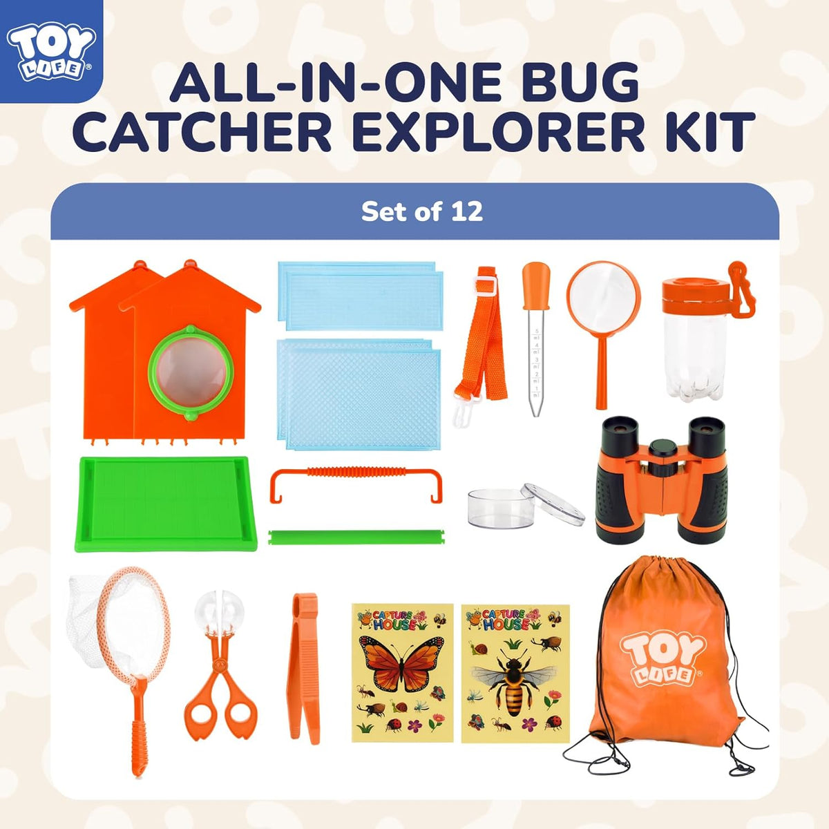 TOY Life Bug Catcher for Kids, Bug Catching Kit Kids Explorer Kit with Butterfly Net, Catching