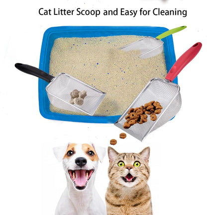 3PCS Cat Litter Scoop, Reptile Stainless Steel Fine Mesh,Litter Cleaner Corner Scoop Sand Sifter