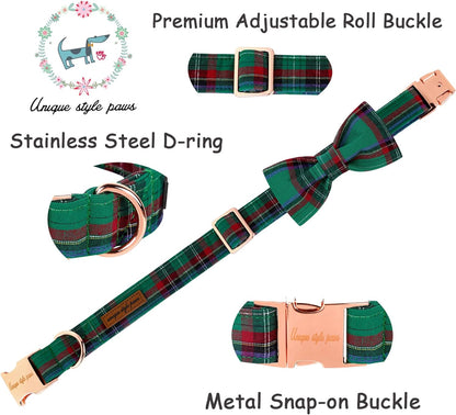 Unique style paws Dog Collar with Bow Tie Christmas Dog Collar for Small Medium Large Dogs with