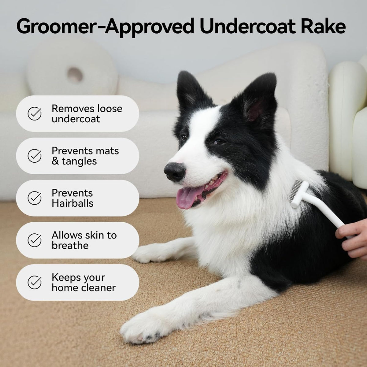 aumuca Undercoat Rake for Cats & Small/Medium Dogs – Deshedding Brush & Dematting Comb for