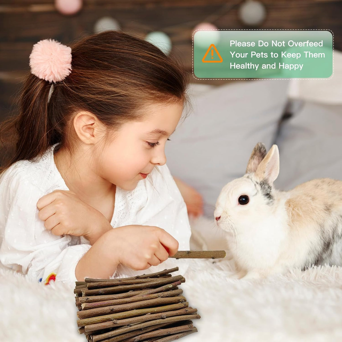 250g Natural Peach Wood Chew Sticks for Rabbits, Hamsters, Chinchillas - Extra Hard Teeth Grinding