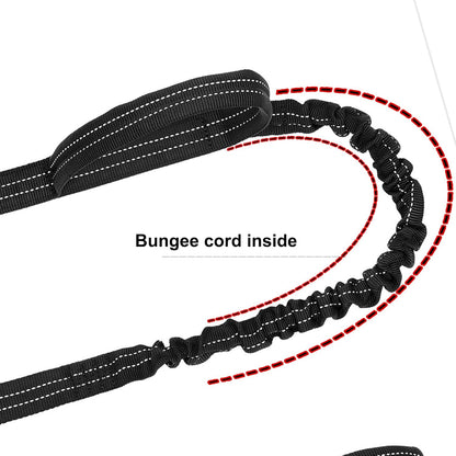 ICEFANG Tactical Dog Leash,K9 Training Walking Bungee Lead with 2 Control Handle,Heavy Duty Quick