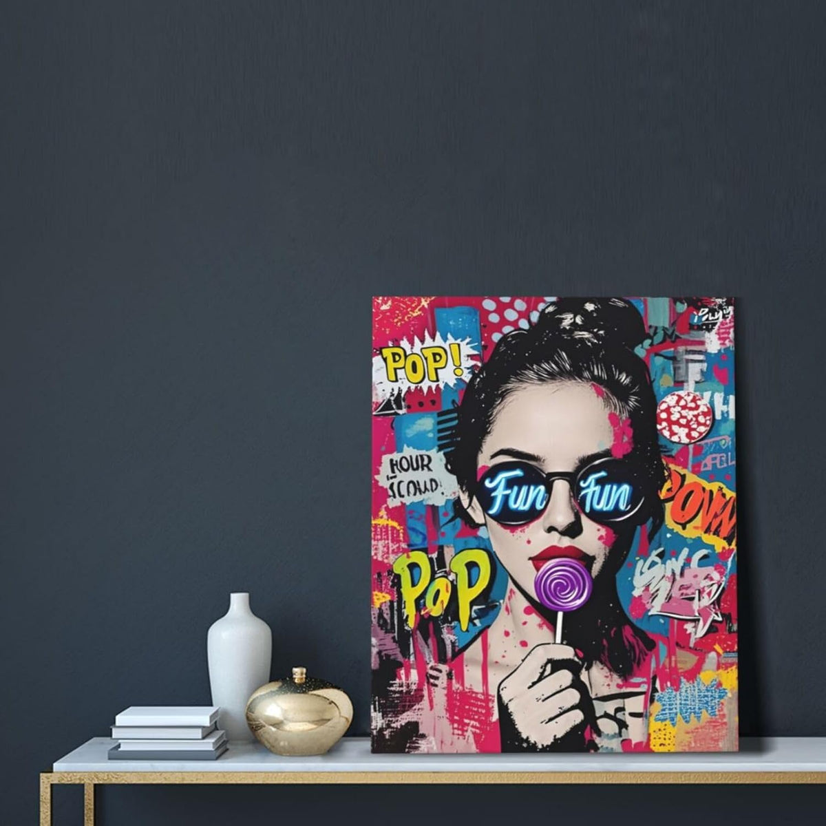Fashion Women Wall Art Glam Modern Artwork for Girls Banksy Street Graffiti Pop Art Canvas Pictures
