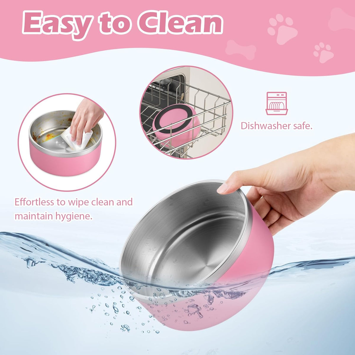 LIANLAI Dog Bowls Large Sized, Rust-Resistant Stainless Steel Dog Bowls, Non Slip Puppy Dishes
