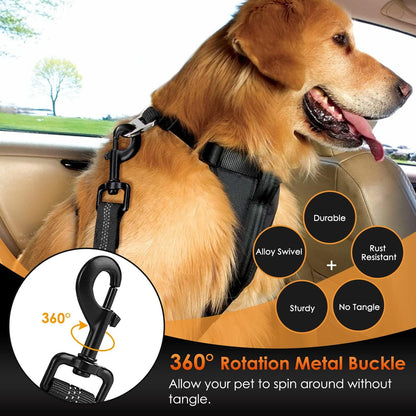 SlowTon Dog Seat Belt, Adjustable Dog Safety Belt Leash, 2 in 1 Latch Bar Attachment Dogs Car