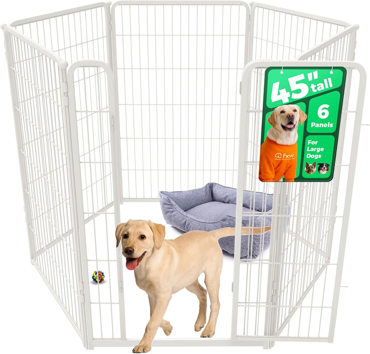 FXW Homeplus Unleashed Indoor Dog Playpen - Stress-Free and Safe Play, Heavy Duty 45 Inch 6 Wire