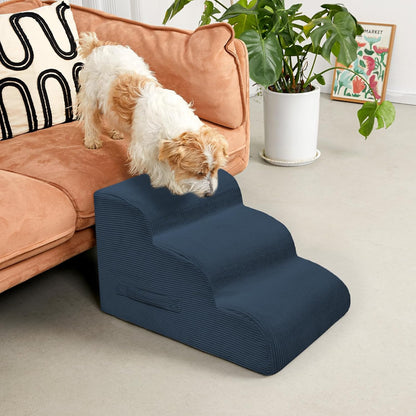 Dog Steps for Small Dogs, 3-Step Pet Ramp Stairs for High Beds and Sofa, Non-Slip Pet Stairs for