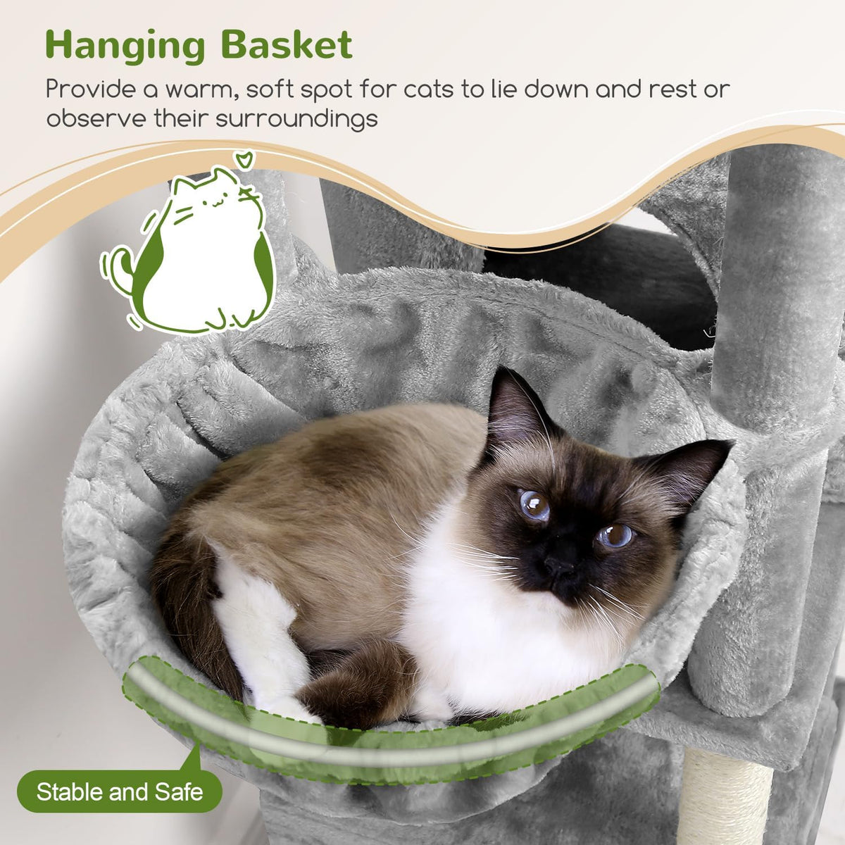 Globlazer Cat Tree Tower, 76-Inch Extra Tall Multi-Level Cat Furniture with Cozy Condos, Hammock