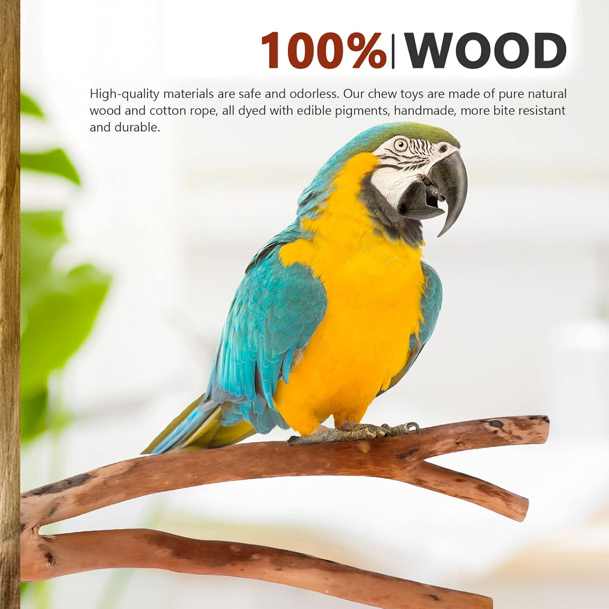 2pcs Bird Parrot Perch Stand Poles, Natural Wooden Parrot Perch for Cage, Branches Fork Rod for