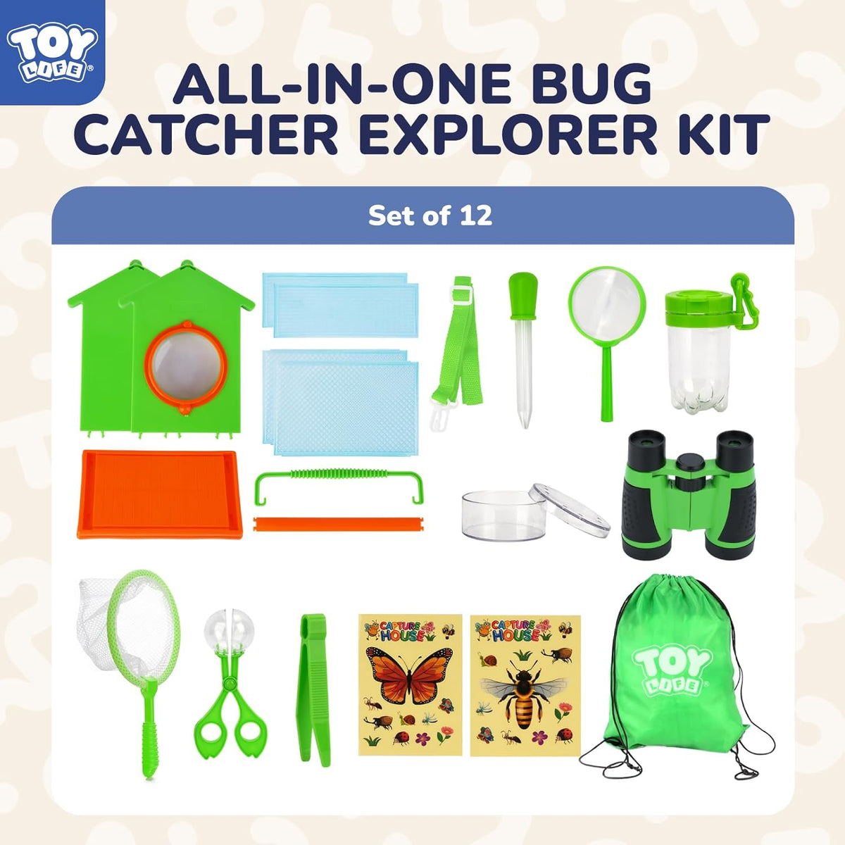 TOY Life Bug Catcher for Kids, Bug Catching Kit Kids Explorer Kit with Bug Net, Catching Tool