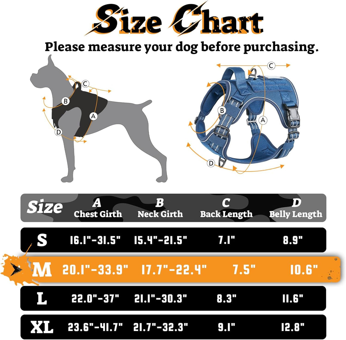 rabbitgoo Dog Harness Medium Sized No Pull, Tactical Service Pet Vest with Molle and Control