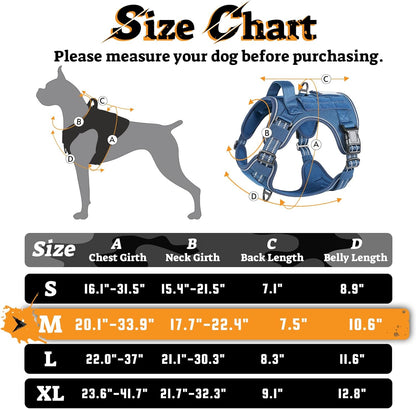 rabbitgoo Dog Harness Medium Sized No Pull, Tactical Service Pet Vest with Molle and Control