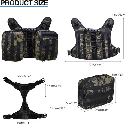 BYGD Dog Saddle Backpack for Hiking, Lightweight Waterproof Harness with Removable Bags for Large
